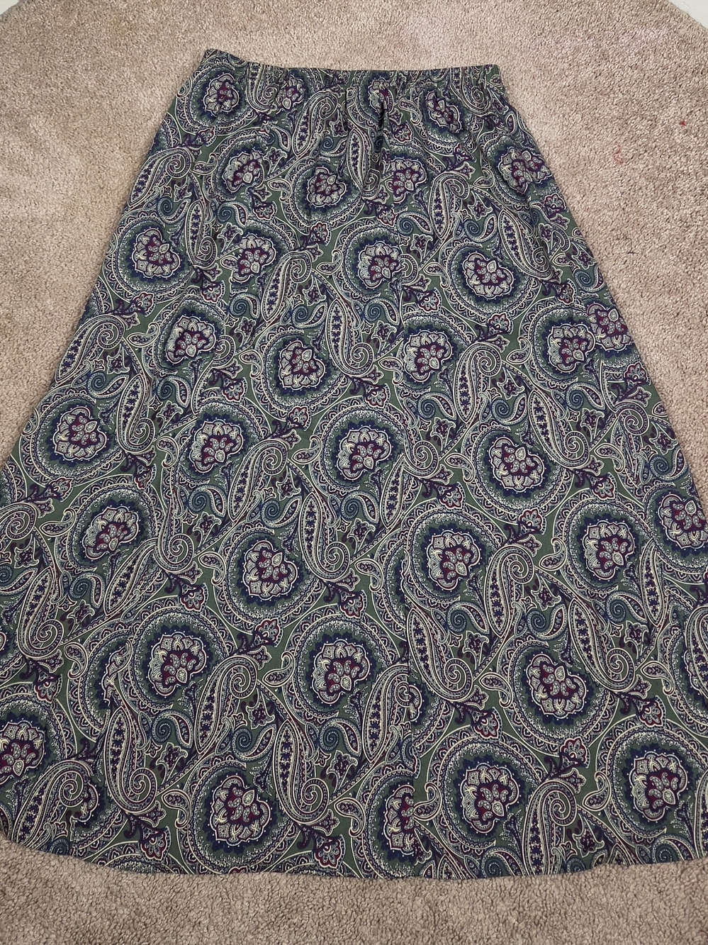 Paisley A-Line Maxi Skirt in Teal and Purple